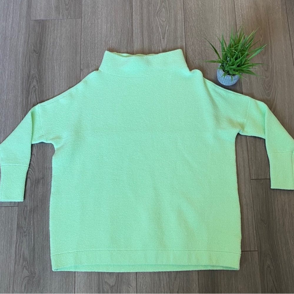 Free People Ottoman Ribbed Tunic Sweater In Neon Green Size Small